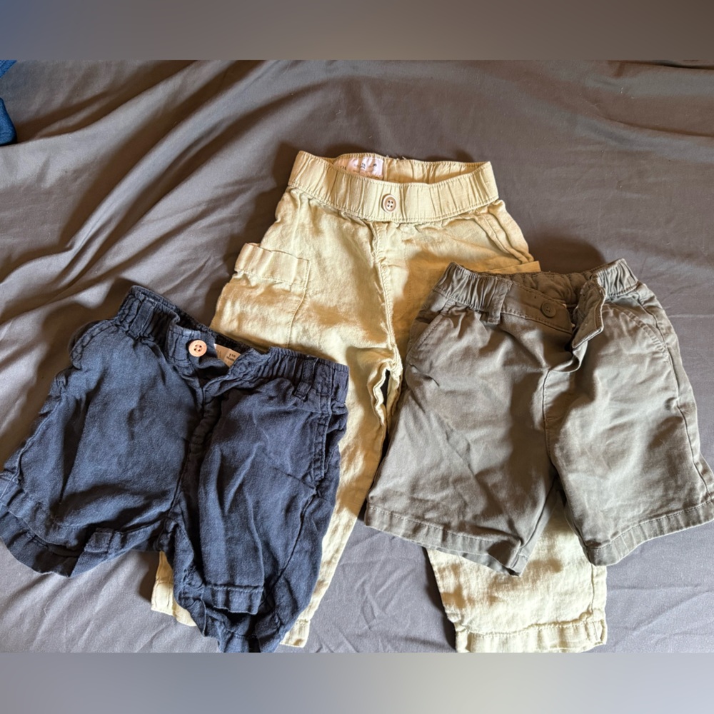 Zara Kids Charcoal Gray Shorts and linen pants bundle 12-18 mo